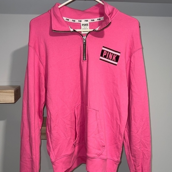 PINK Victoria's Secret Tops - Victoria’s Secret pink sweatshirt quarter zip‎